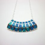 Blue Fire Opal Sterling Silver Slide Pendant with chain